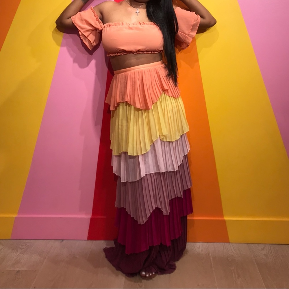 Two Piece Crop Tops Skirts Set - image 2